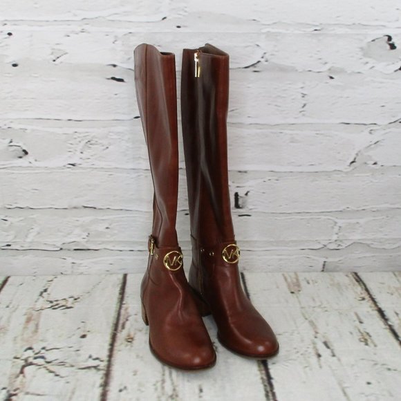 Michael Kors Heather Leather Wide Calf Riding Boots - Picture 1 of 9